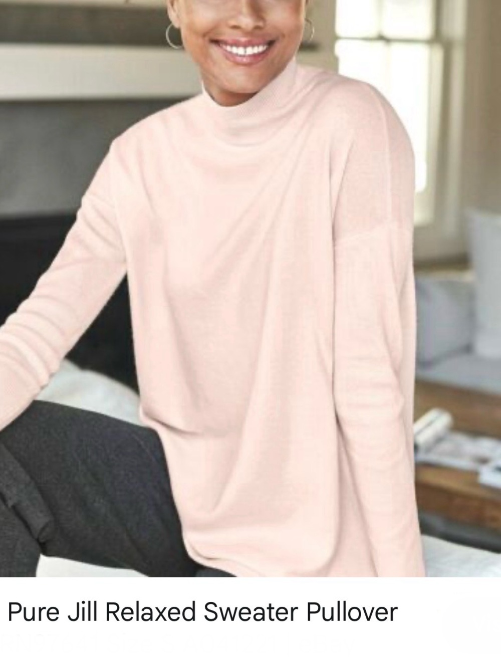 J. Jill Soft Blush Supima Cotton Turtleneck Top Tunic Sweater S